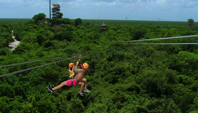 Zip lines at Xplor Park near Cancun for spring adventure tours